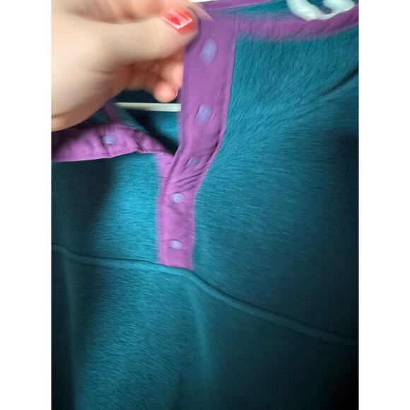 VTG Lands End Fleece Jacket L Green Polartech Quarter Snap Pullover Soft 90s - Picture 3 of 7